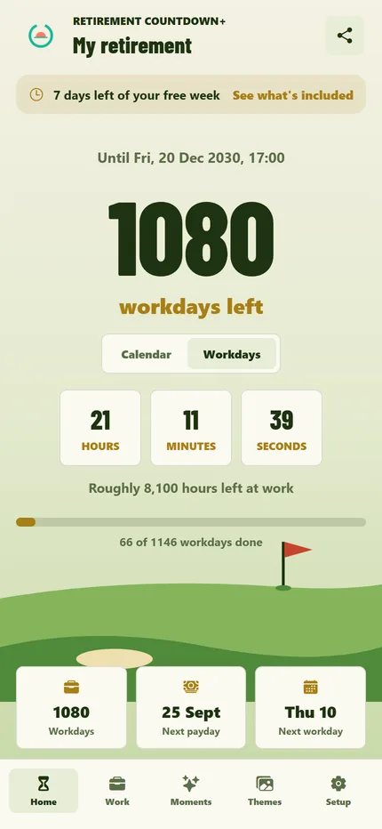 Golf Course theme: a fairway and a flag under the number